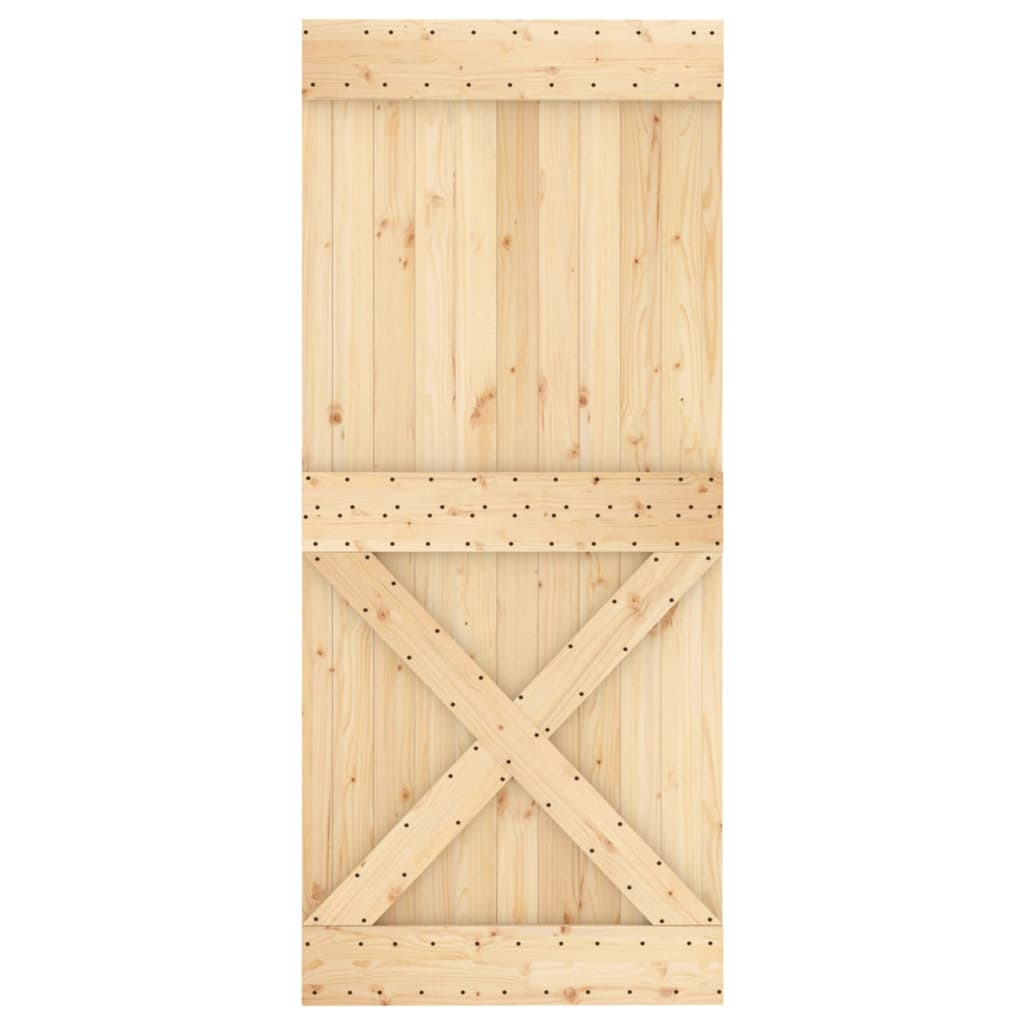 Sliding Door with Hardware Set 35.4x82.7" Solid Wood Pine