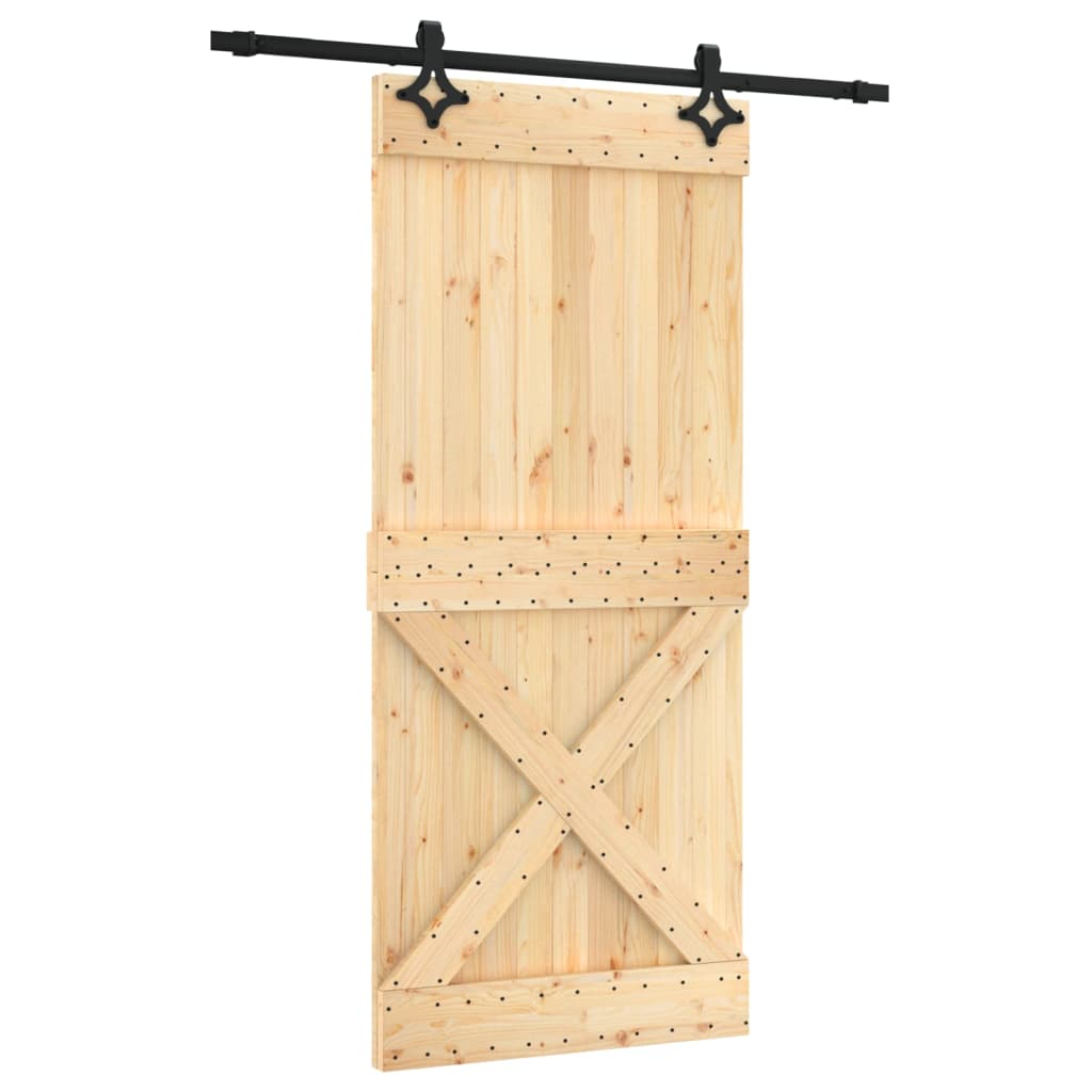 Sliding Door with Hardware Set 35.4x82.7" Solid Wood Pine