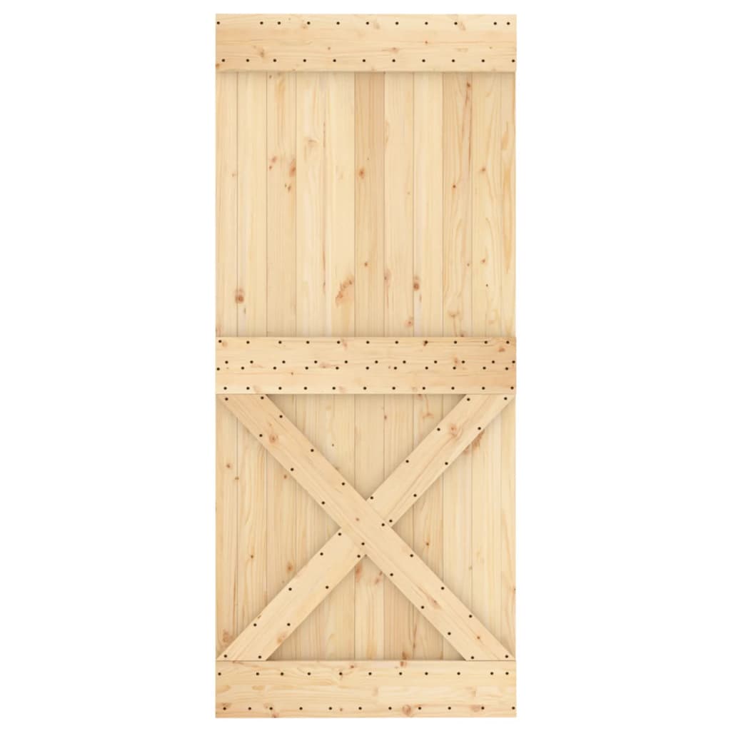 Sliding Door with Hardware Set 35.4x82.7" Solid Wood Pine