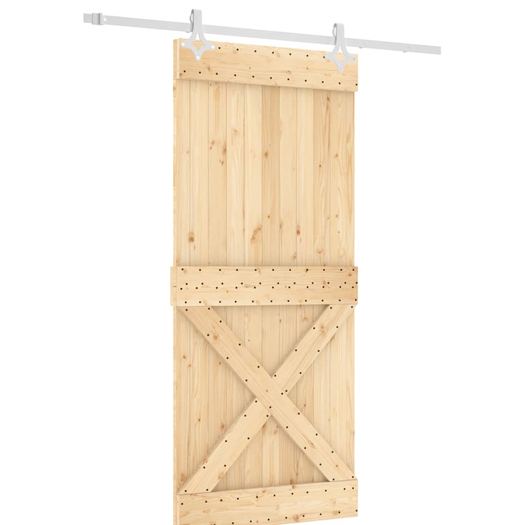 Sliding Door with Hardware Set 35.4x82.7" Solid Wood Pine