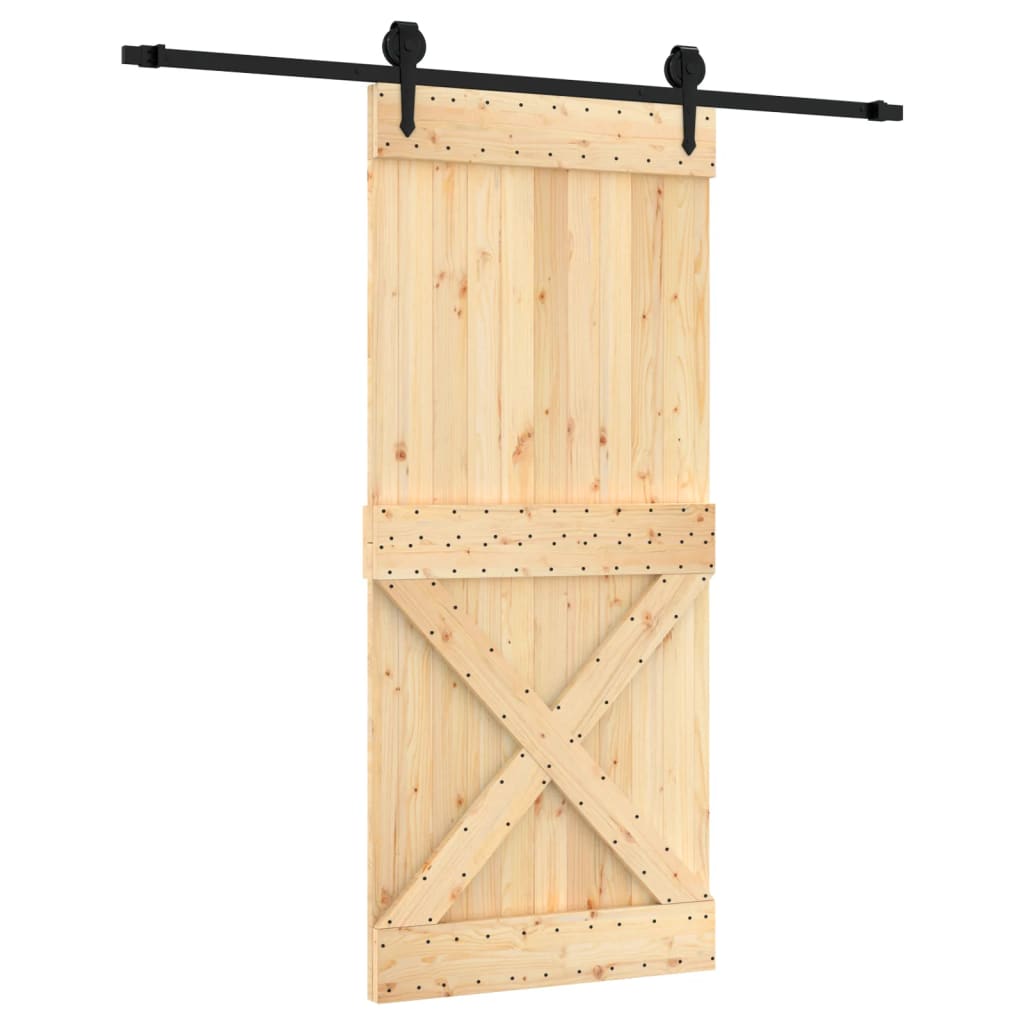 Sliding Door with Hardware Set 35.4x82.7" Solid Wood Pine