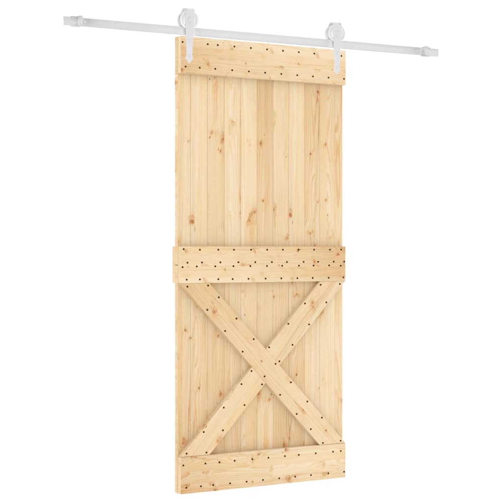 Sliding Door with Hardware Set 35.4x82.7" Solid Wood Pine