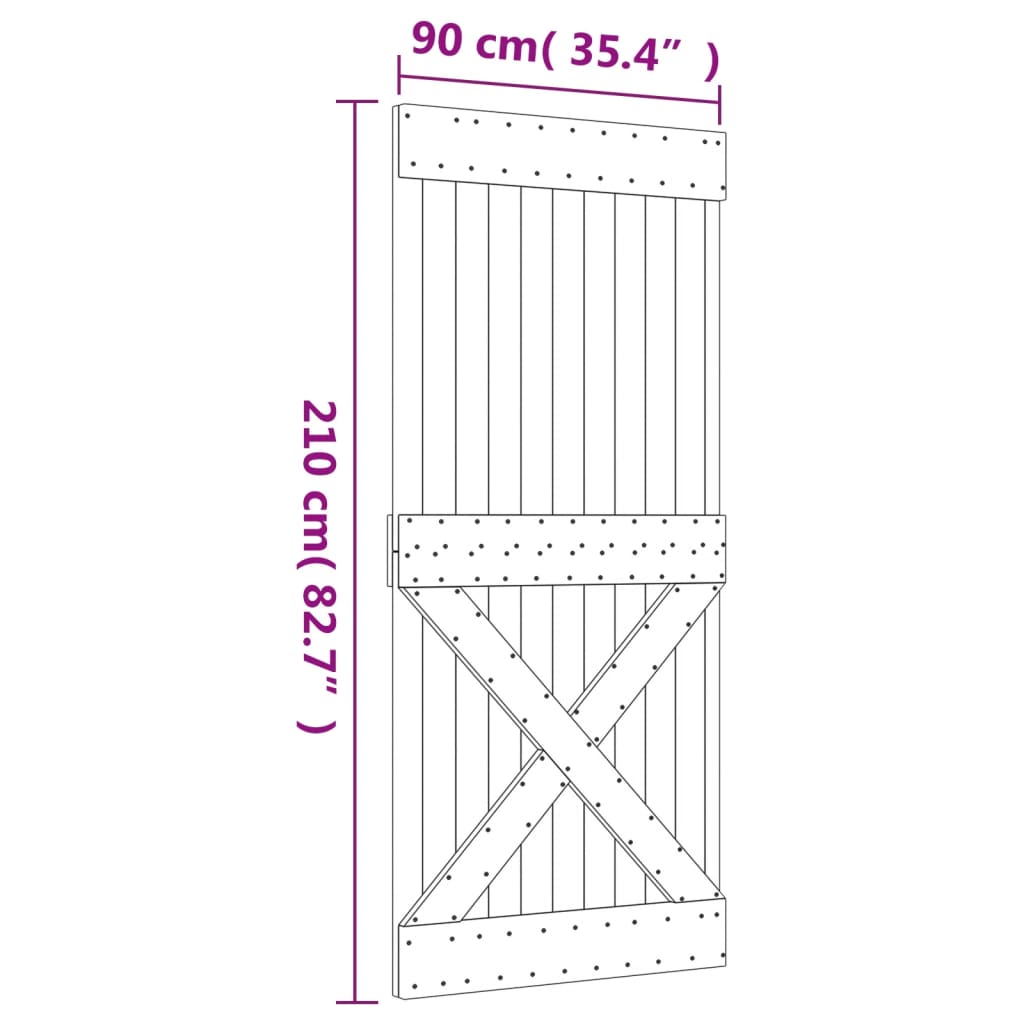 Sliding Door with Hardware Set 35.4x82.7" Solid Wood Pine