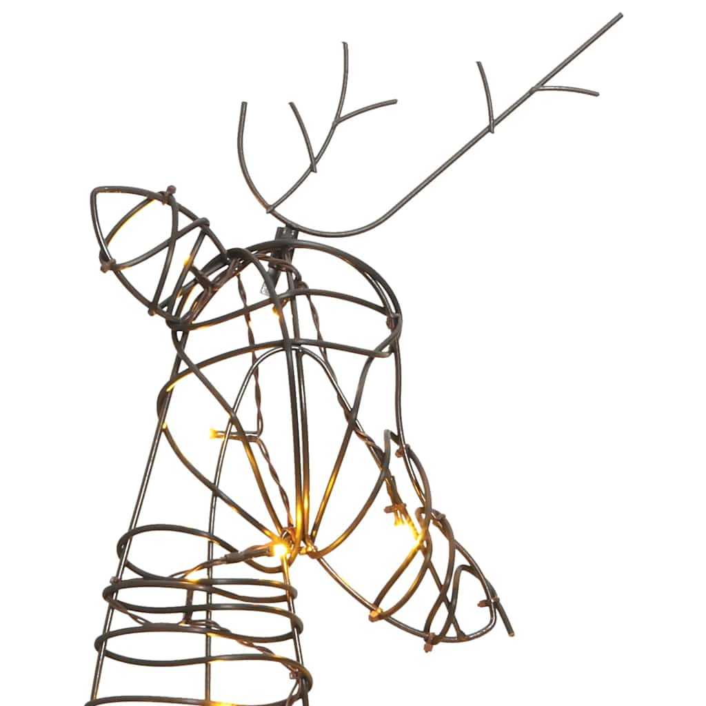 Christmas Decoration Brown, Warm White Rattan, Steel Medium