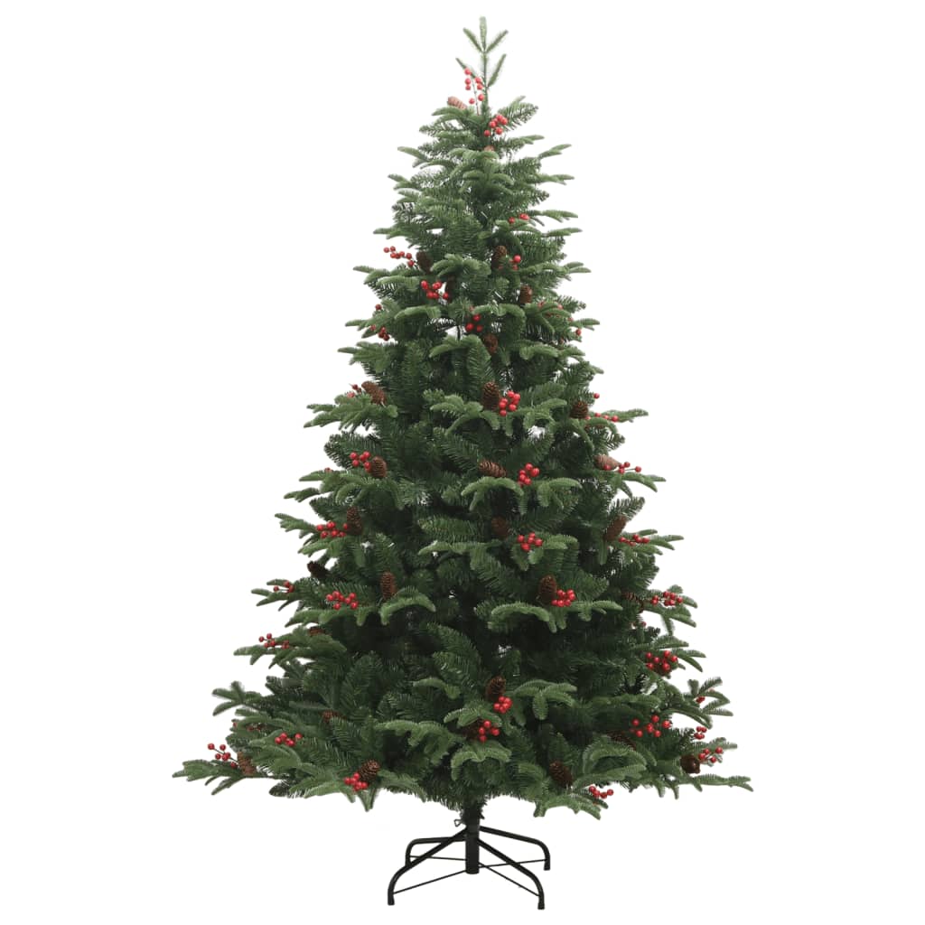 Artificial Hinged Christmas Tree Green with red berries PVC, PE, Iron
