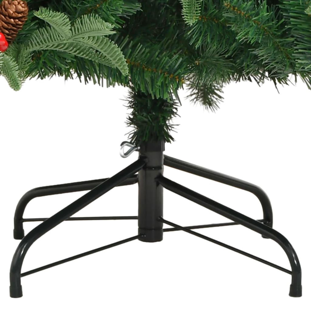 Artificial Hinged Christmas Tree Green with red berries PVC, PE, Iron