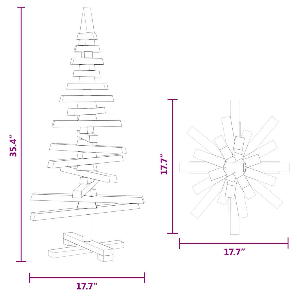Wooden Christmas Tree for Decoration 35.4" Solid Wood Pine