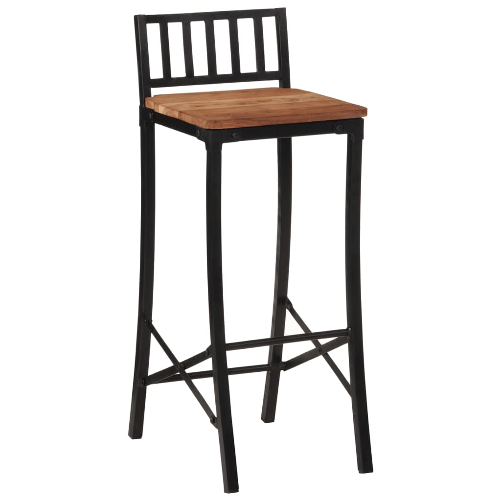 Bar Chair Set of 4 Natural wood and black