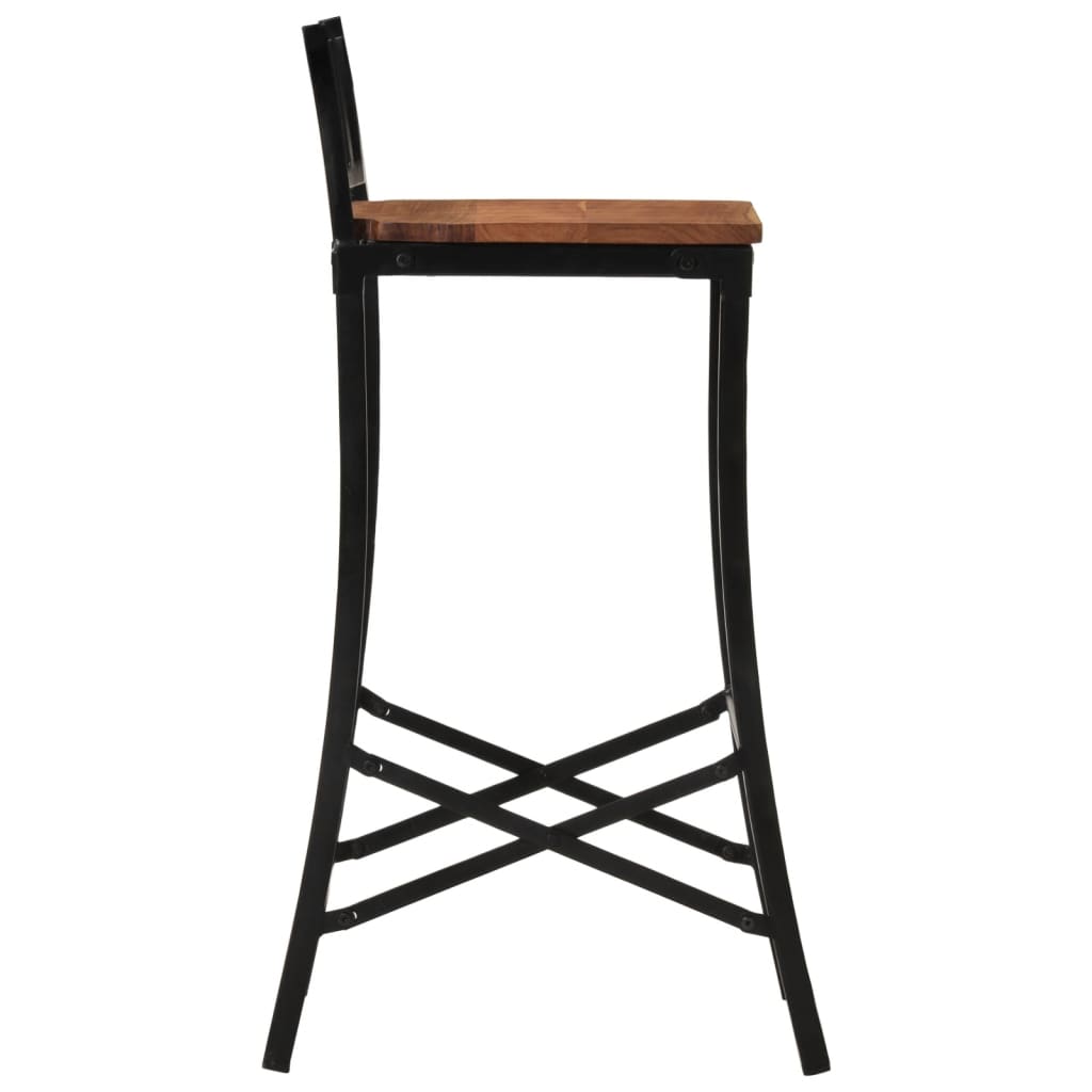 Bar Chair Set of 4 Natural wood and black