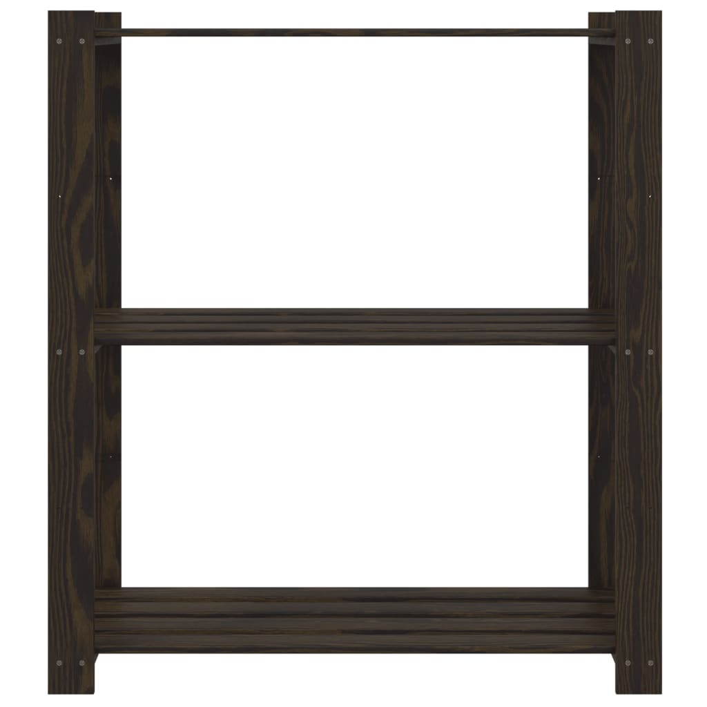 3-Tier Storage Rack Black 31.5x15.0x35.4" Solid Wood Pine