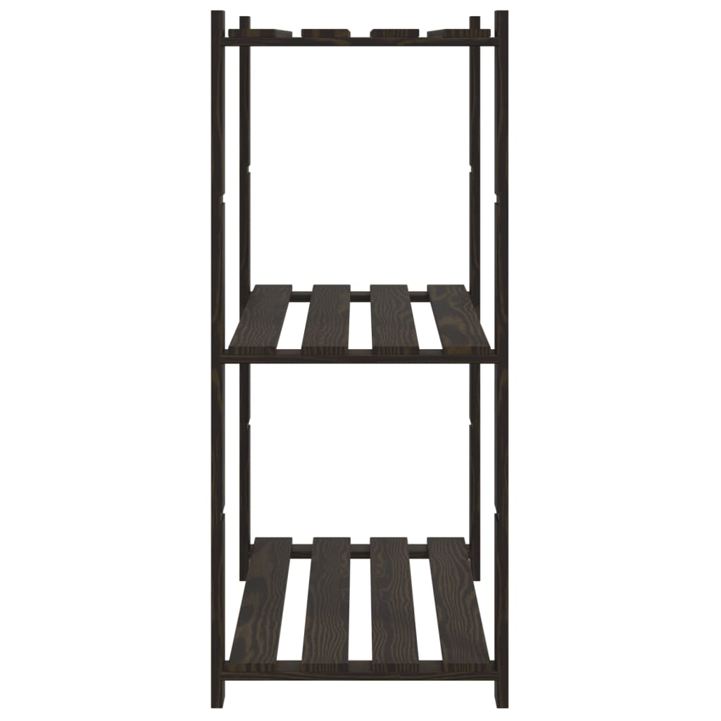 3-Tier Storage Rack Black 31.5x15.0x35.4" Solid Wood Pine