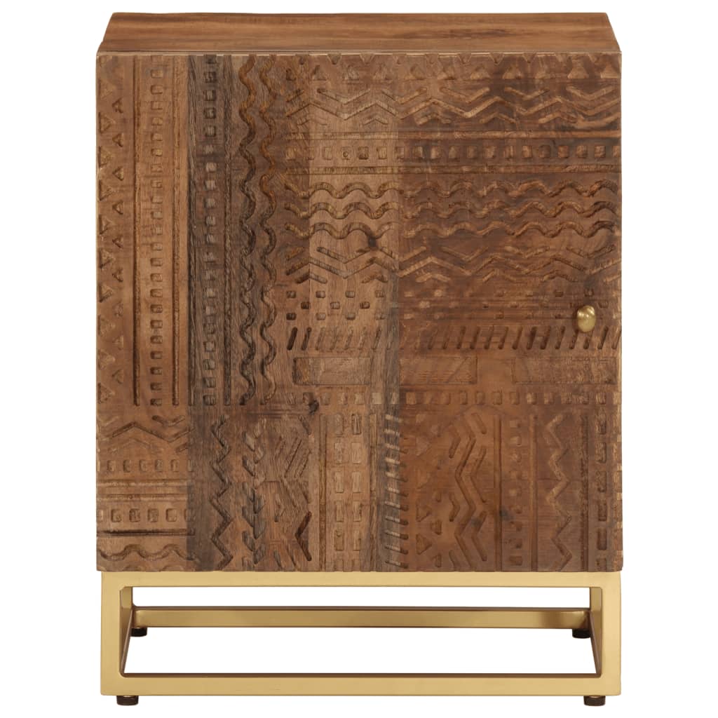 Bedside Cabinet Natural Mango Wood Solid Mango Wood and Iron Medium