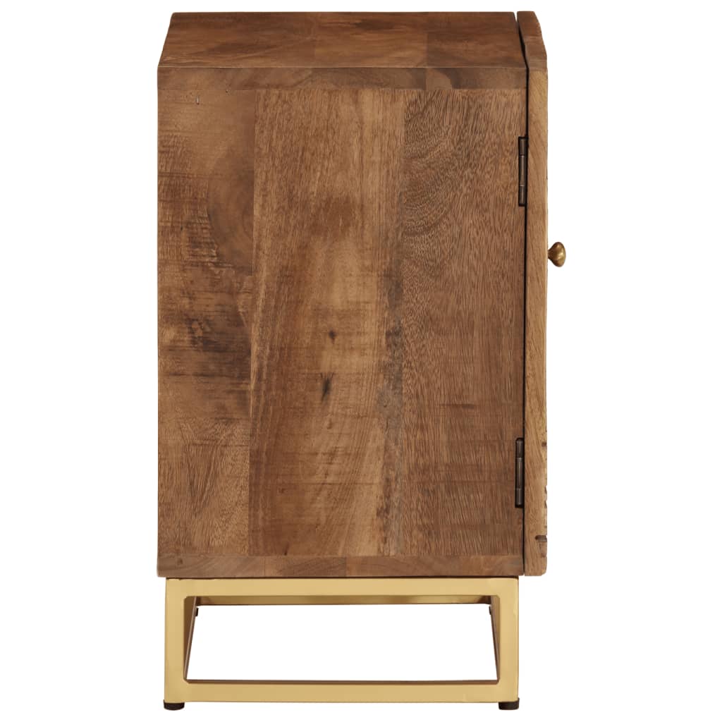 Bedside Cabinet Natural Mango Wood Solid Mango Wood and Iron Medium