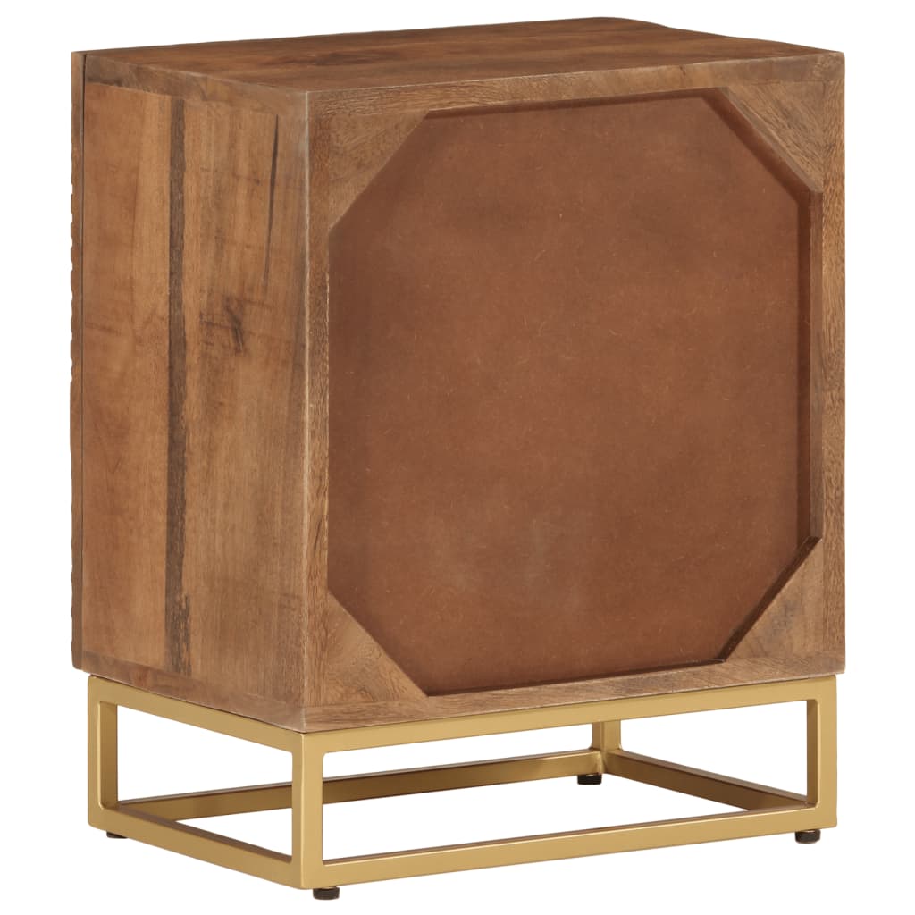 Bedside Cabinet Natural Mango Wood Solid Mango Wood and Iron Medium