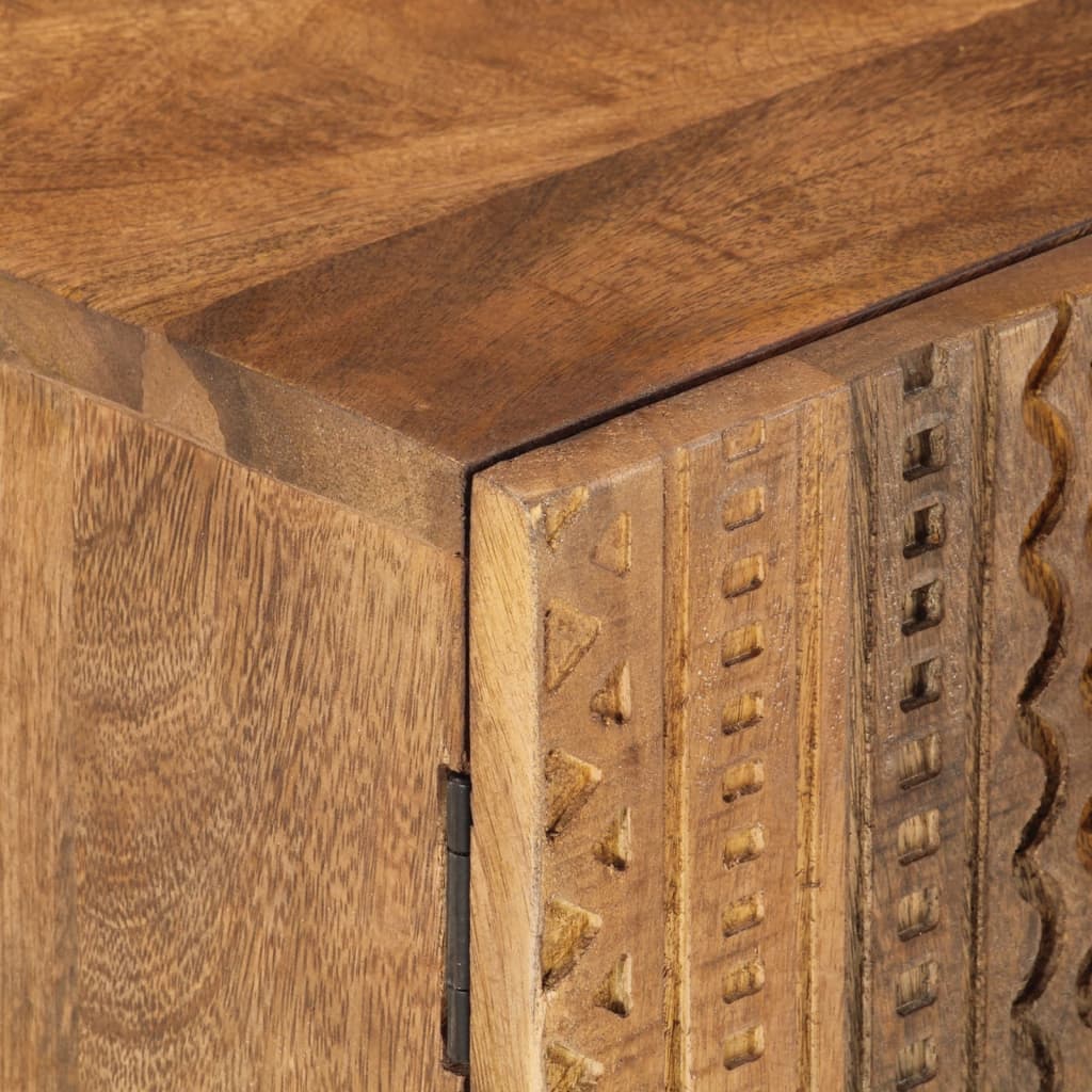 Bedside Cabinet Natural Mango Wood Solid Mango Wood and Iron Medium