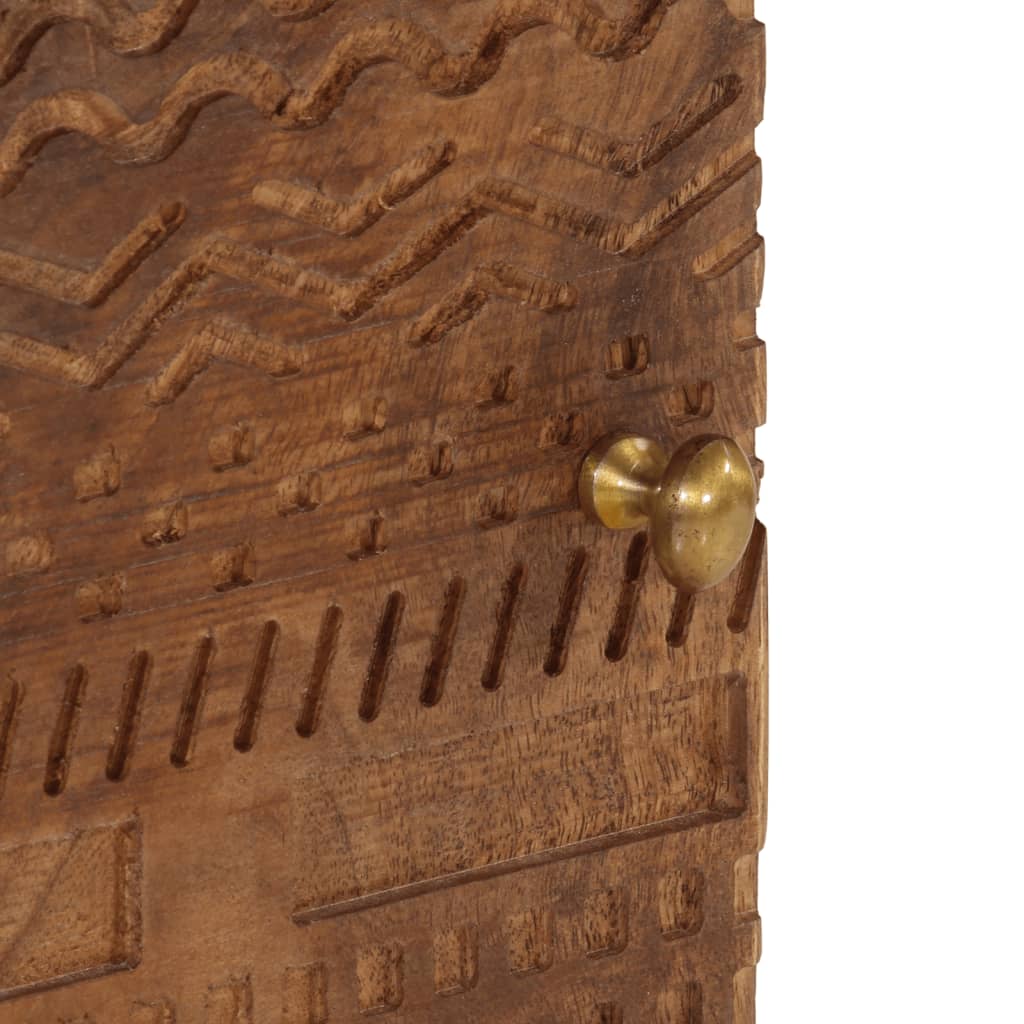 Bedside Cabinet Natural Mango Wood Solid Mango Wood and Iron Medium