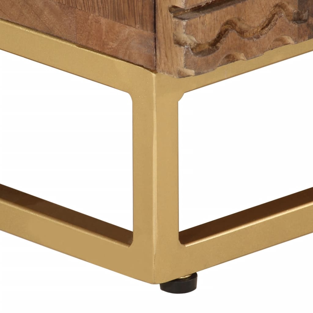 Bedside Cabinet Natural Mango Wood Solid Mango Wood and Iron Medium