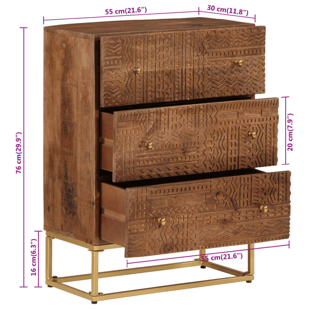 Chest Of Drawers Brown Solid mango wood Medium Chest Of Drawers