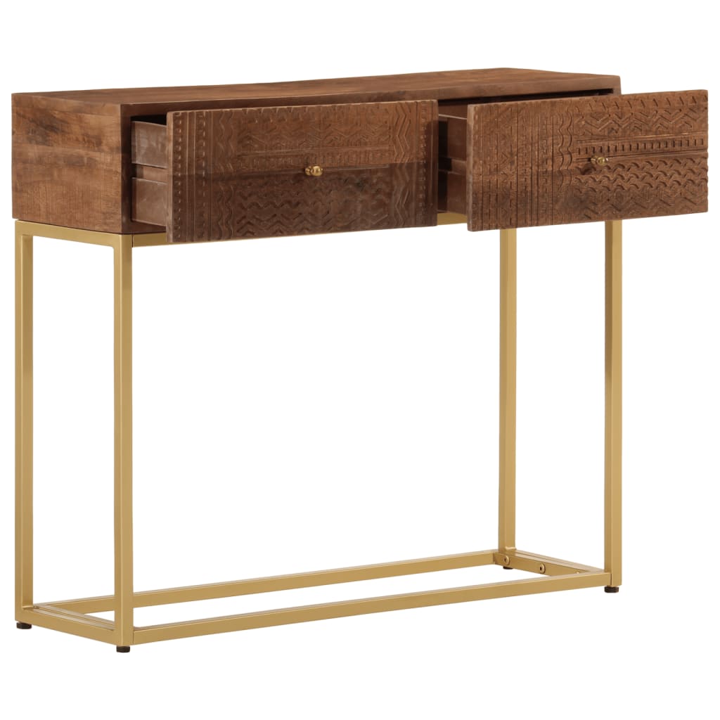 Console Table Brown Solid Mango Wood 35.4 x 11.8 x 29.9 in