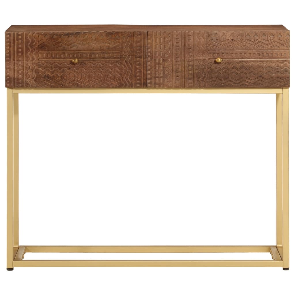 Console Table Brown Solid Mango Wood 35.4 x 11.8 x 29.9 in