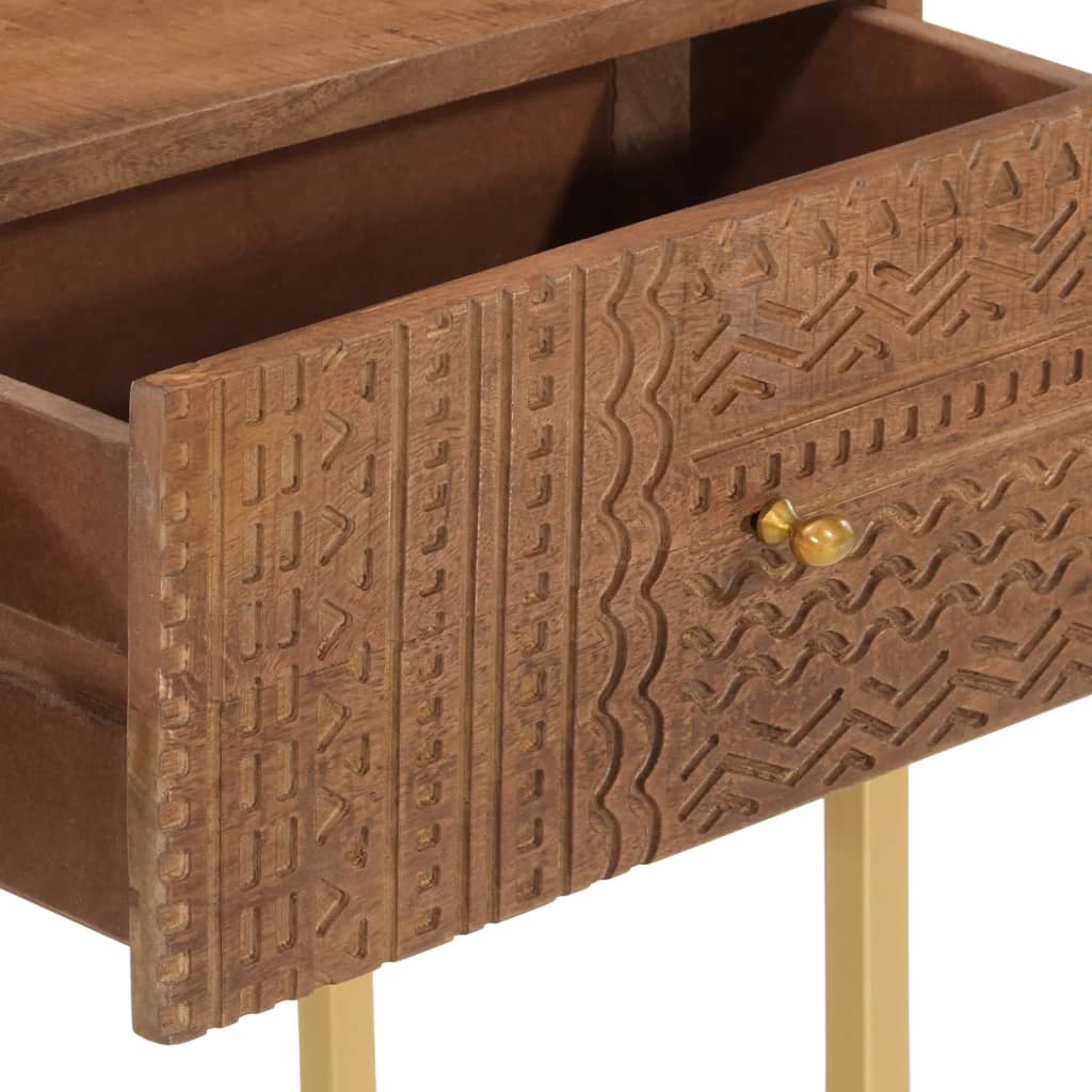 Console Table Brown Solid Mango Wood 35.4 x 11.8 x 29.9 in