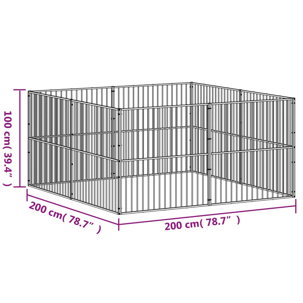 Dog Playpen Black Galvanized steel Large Sturdy Dog Playpen
