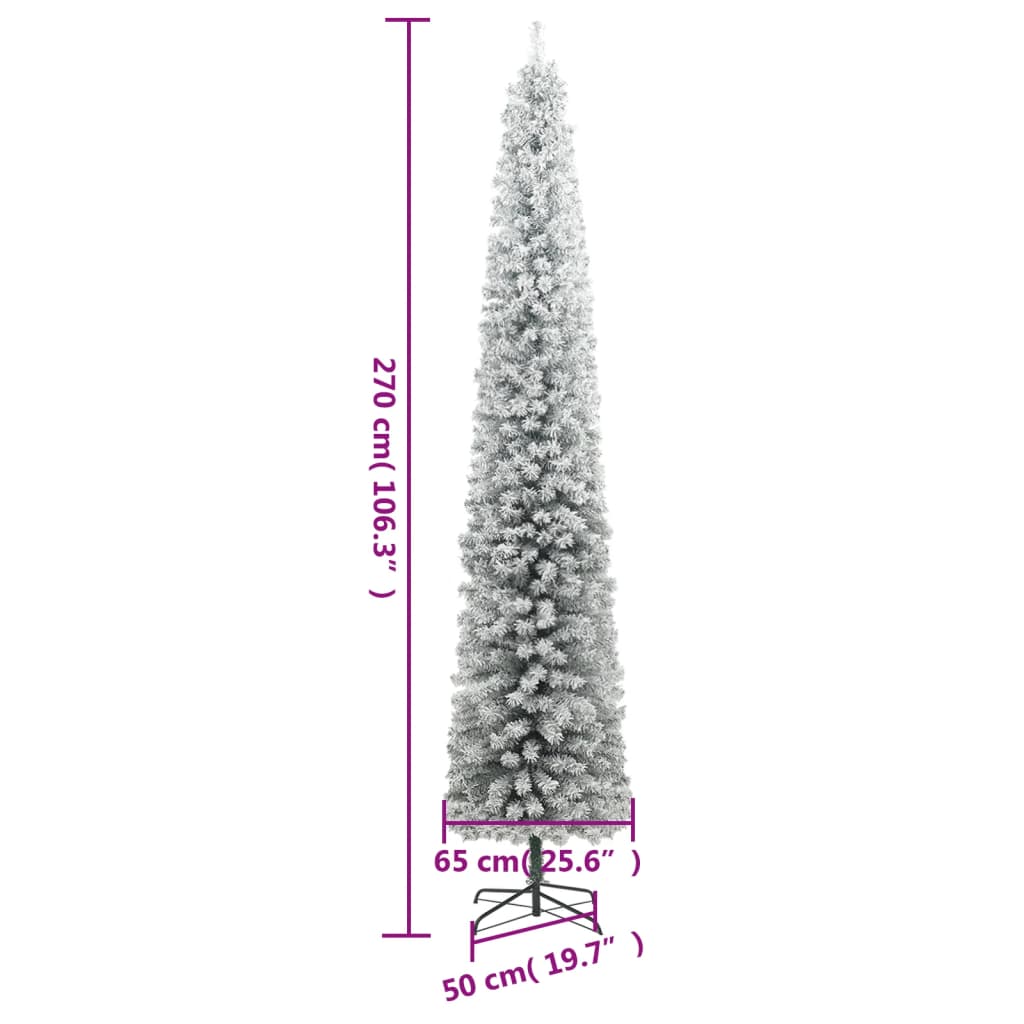Slim Christmas Tree 300 LEDs & Flocked Snow 106.3"