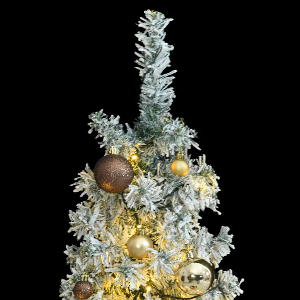 Slim Christmas Tree 300 LEDs & Ball Set & Flocked Snow 118.1"