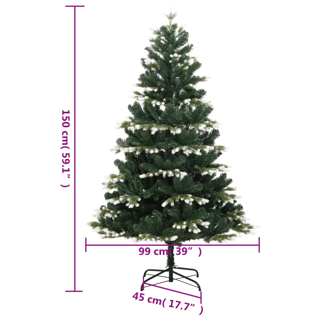 Artificial Hinged Christmas Tree Green and white PVC, PE, Metal