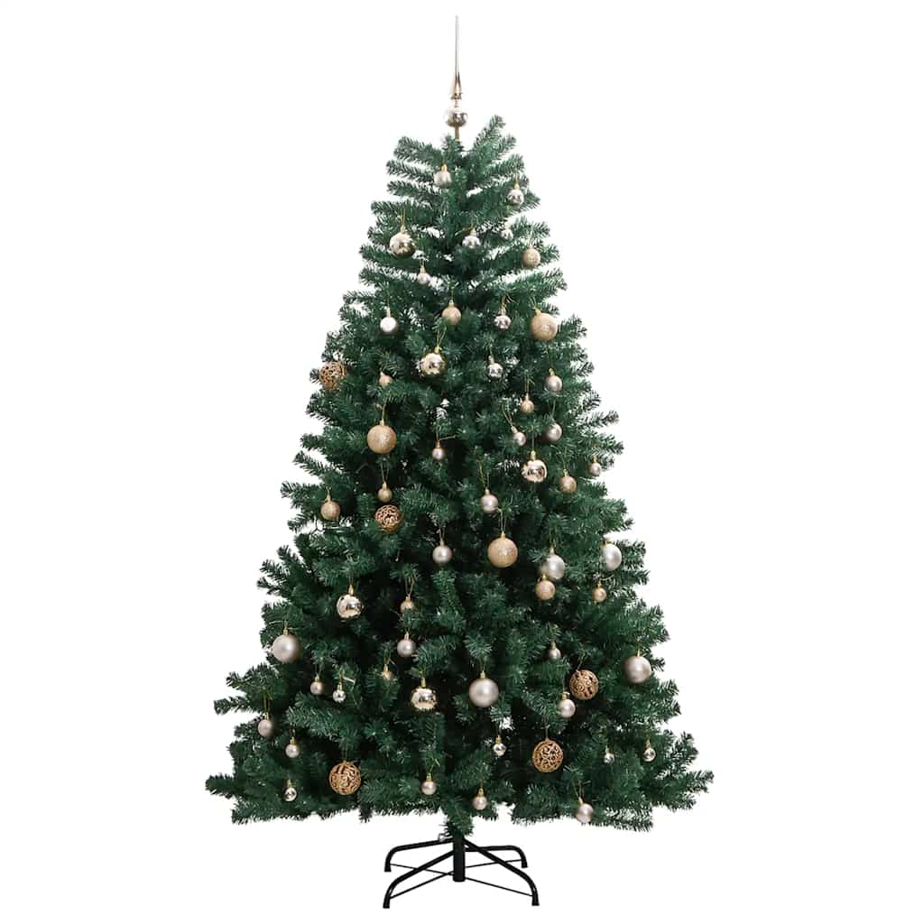 Artificial Hinged Christmas Tree 150 LEDs & Ball Set 59.1"