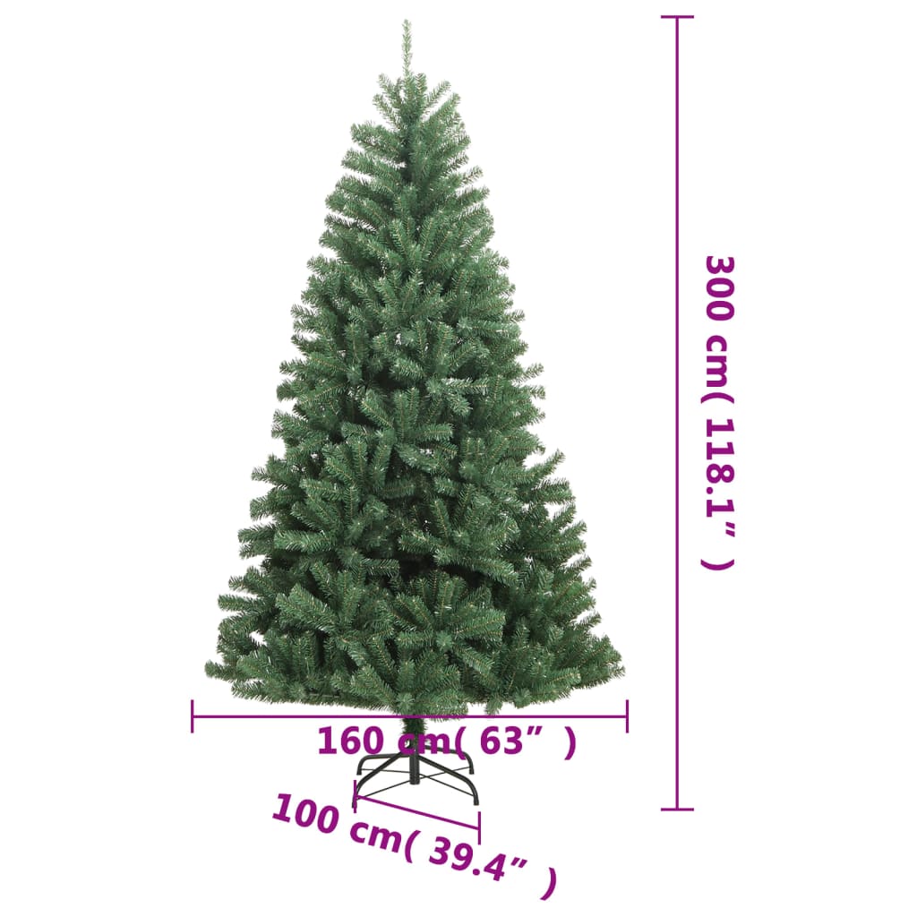 Artificial Hinged Christmas Tree 300 LEDs 118.1"