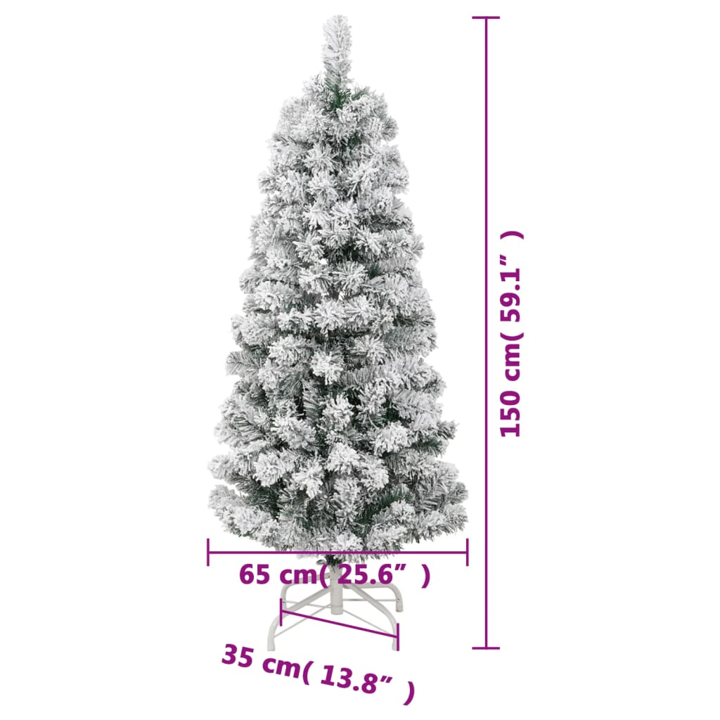 Artificial Hinged Christmas Tree Green and white PVC, Iron Medium