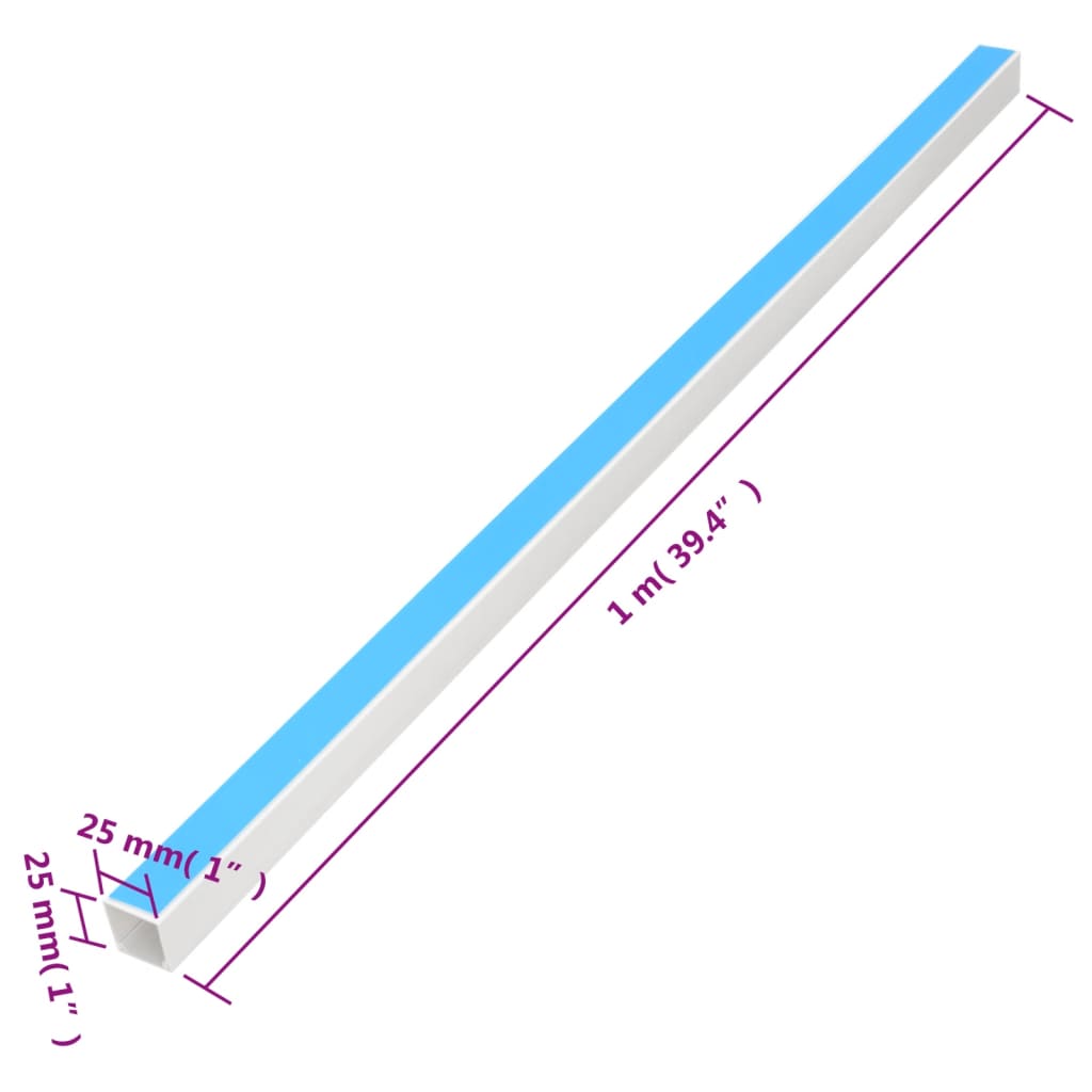 Cable Trunking Self-Adhesive 0.98"x0.98" 98.4' PVC
