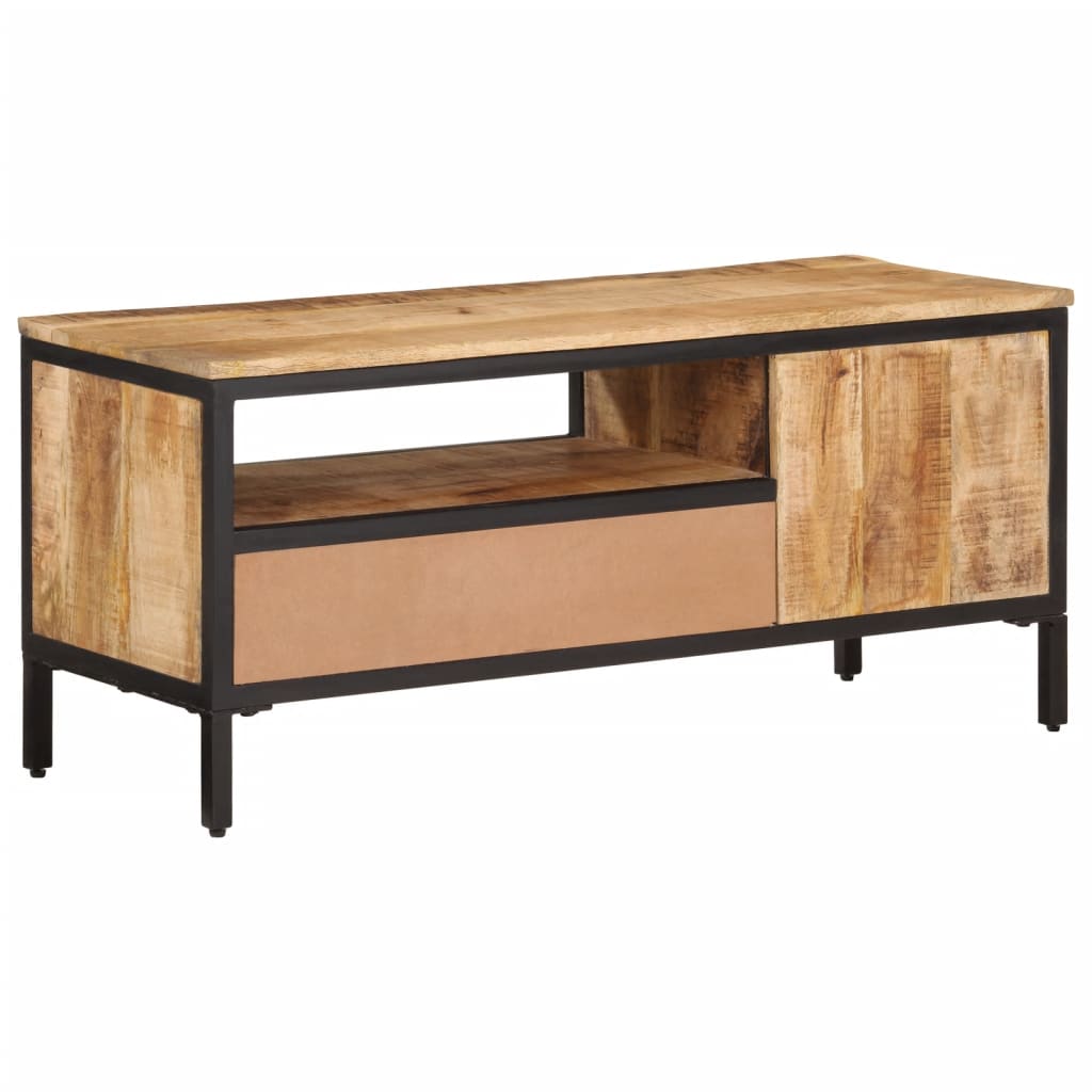 TV Cabinet Natural Solid mango wood with a natural finish, iron