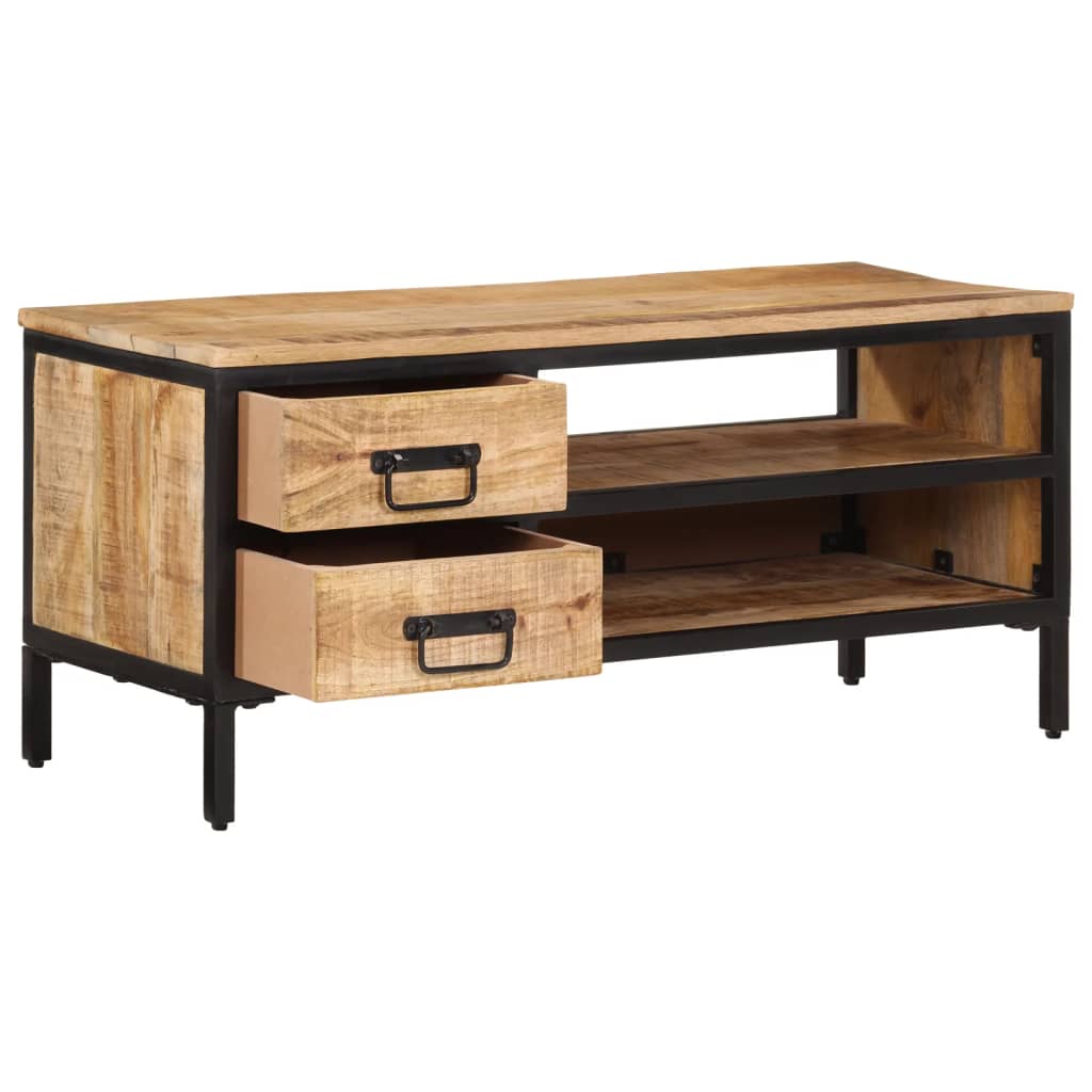 TV Cabinet Natural Solid mango wood with a natural finish, iron
