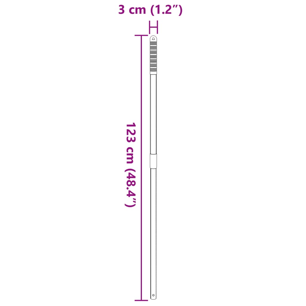 Pitchfork Handle Silver Steel, PP (Rubber) Adjustable