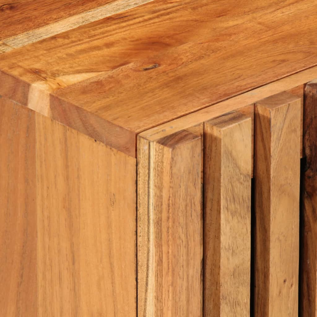 TV Cabinet Natural Wood and Black Solid Acacia Wood and Steel