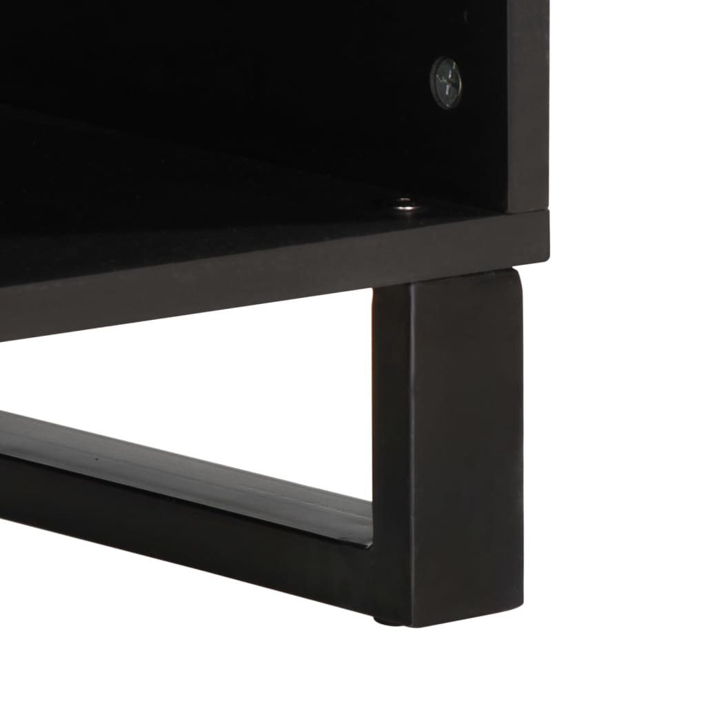 TV Cabinet Natural Wood and Black Solid Acacia Wood and Steel