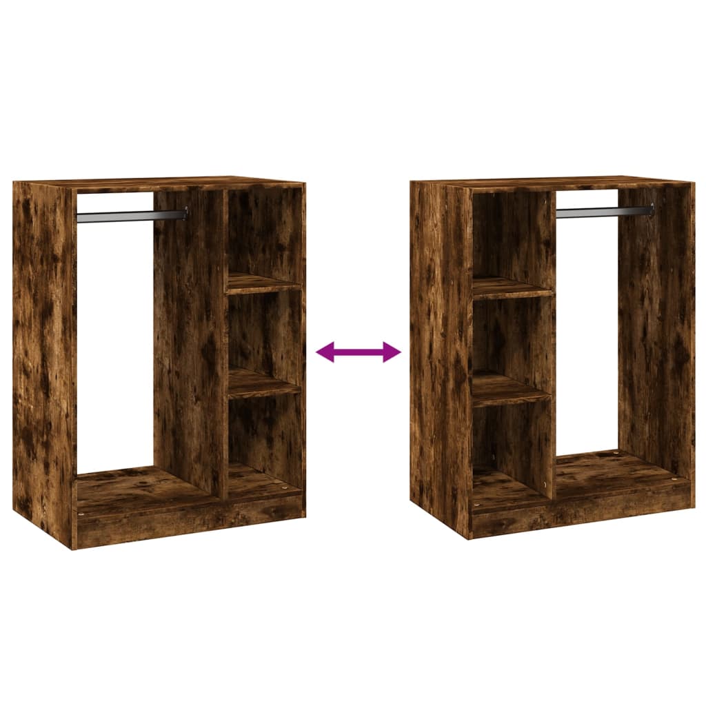 Wardrobe Smoked Oak Engineered Wood Medium Wardrobe Rectangular