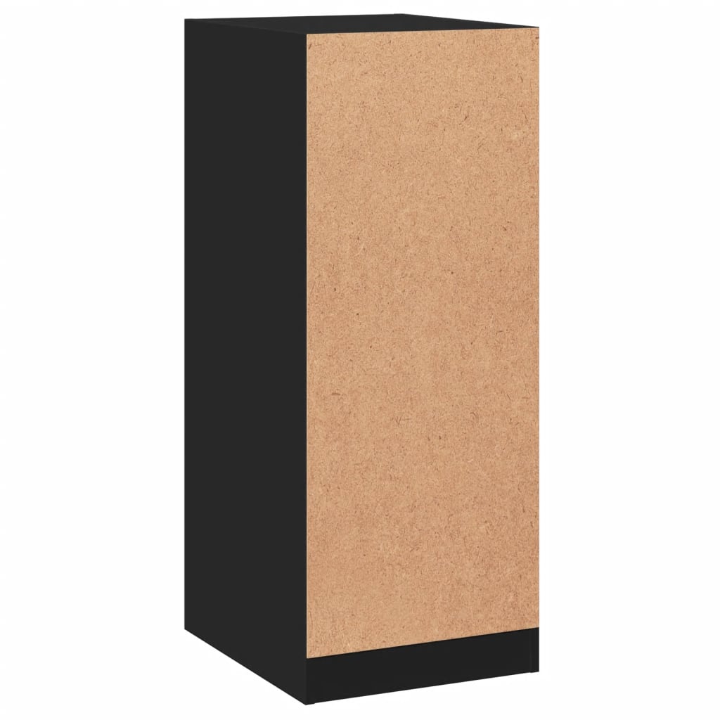 Wardrobe Black Engineered Wood Compact Storage Cabinet