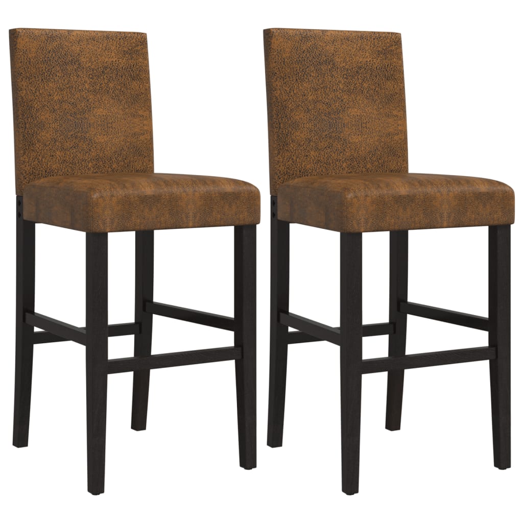 Bar Chair Brown and Black Solid rubber wood, fabric (100% polyester)