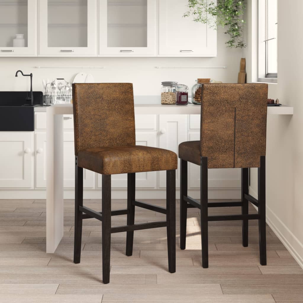 Bar Chair Brown and Black Solid rubber wood, fabric (100% polyester)