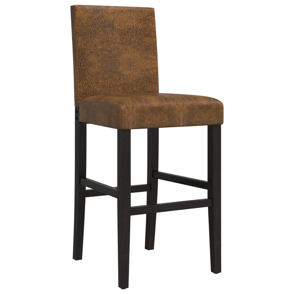 Bar Chair Brown and Black Solid rubber wood, fabric (100% polyester)