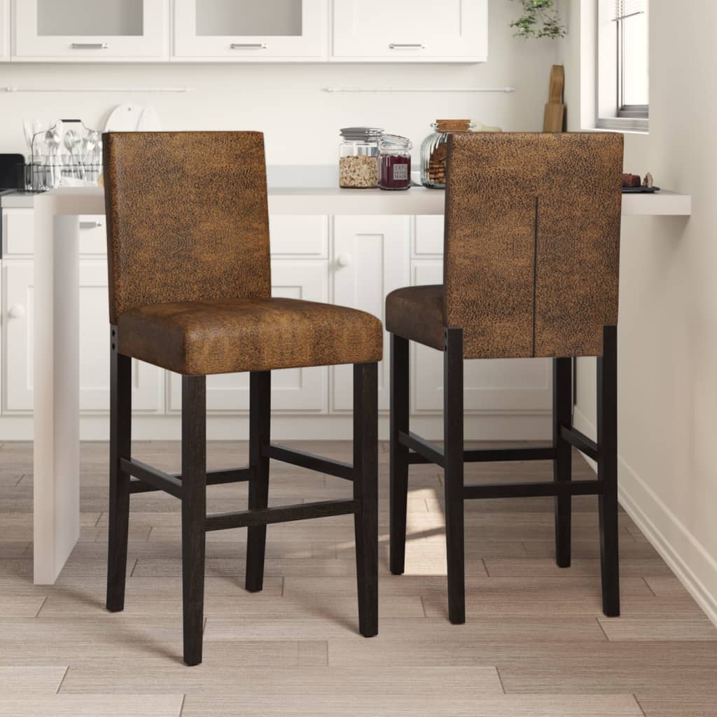 Bar Chair Brown and Black Solid rubber wood, fabric (100% polyester)