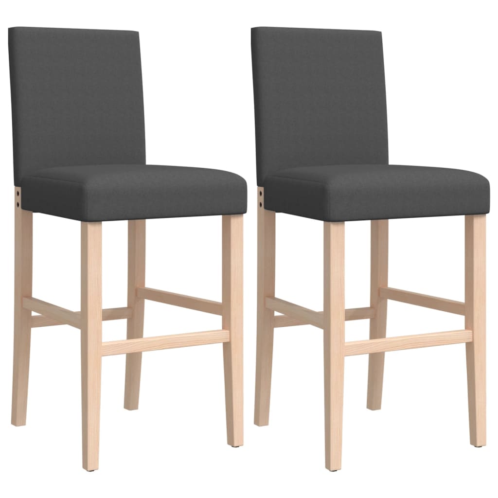 Bar Chair Dark Grey Solid Rubber Wood, Fabric (100% Polyester), Foam