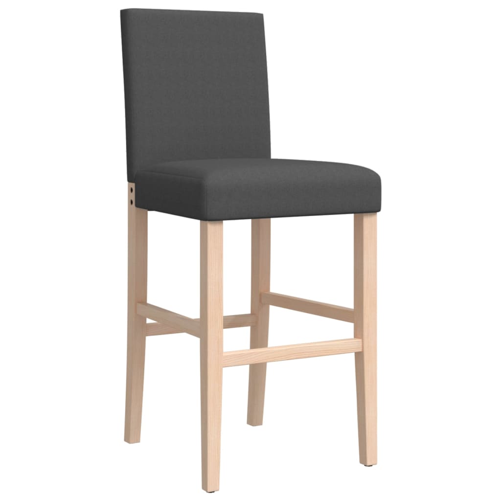 Bar Chair Dark Grey Solid Rubber Wood, Fabric (100% Polyester), Foam