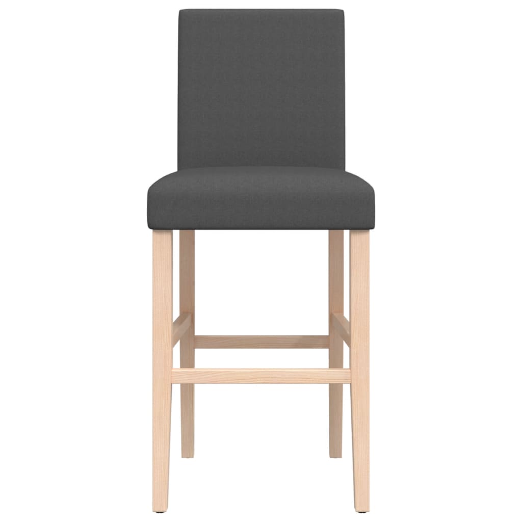 Bar Chair Dark Grey Solid Rubber Wood, Fabric (100% Polyester), Foam