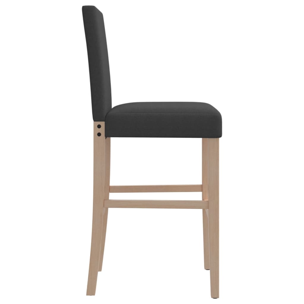 Bar Chair Dark Grey Solid Rubber Wood, Fabric (100% Polyester), Foam