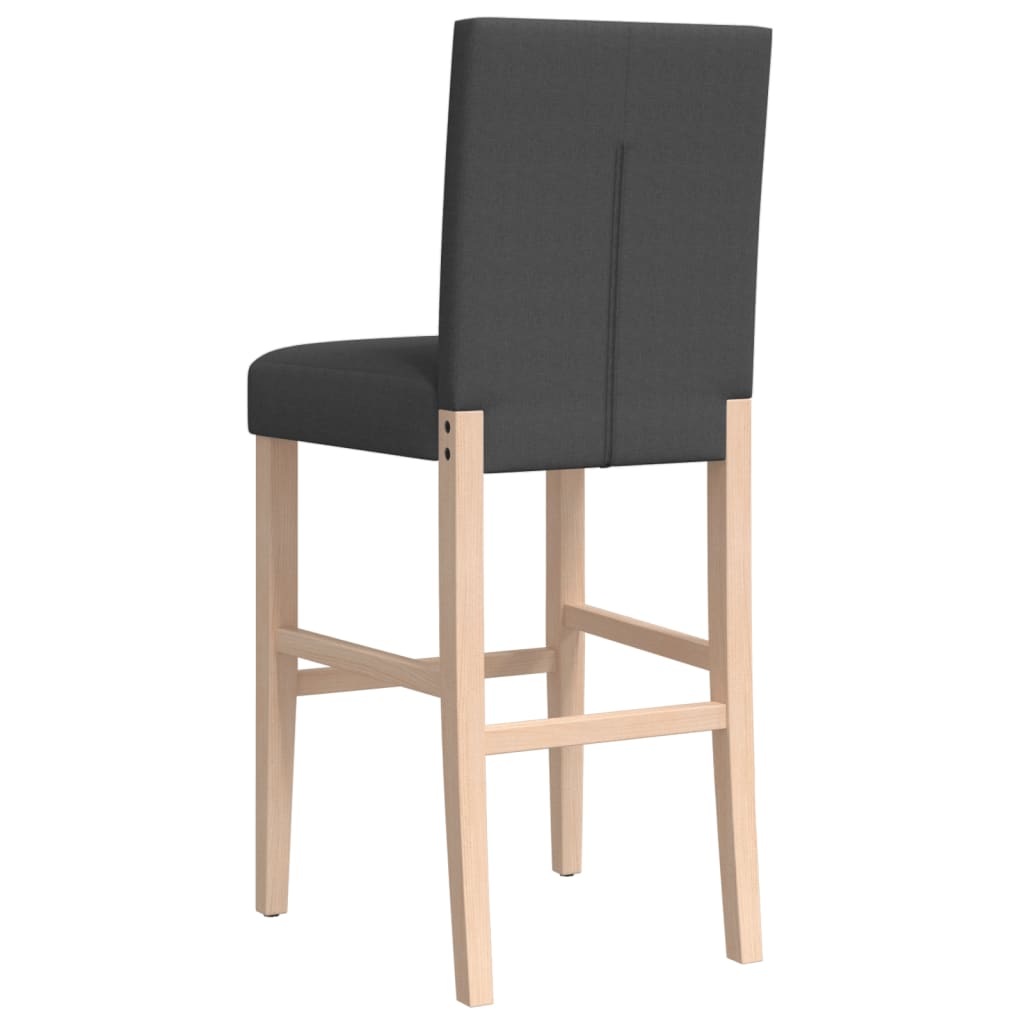 Bar Chair Dark Grey Solid Rubber Wood, Fabric (100% Polyester), Foam