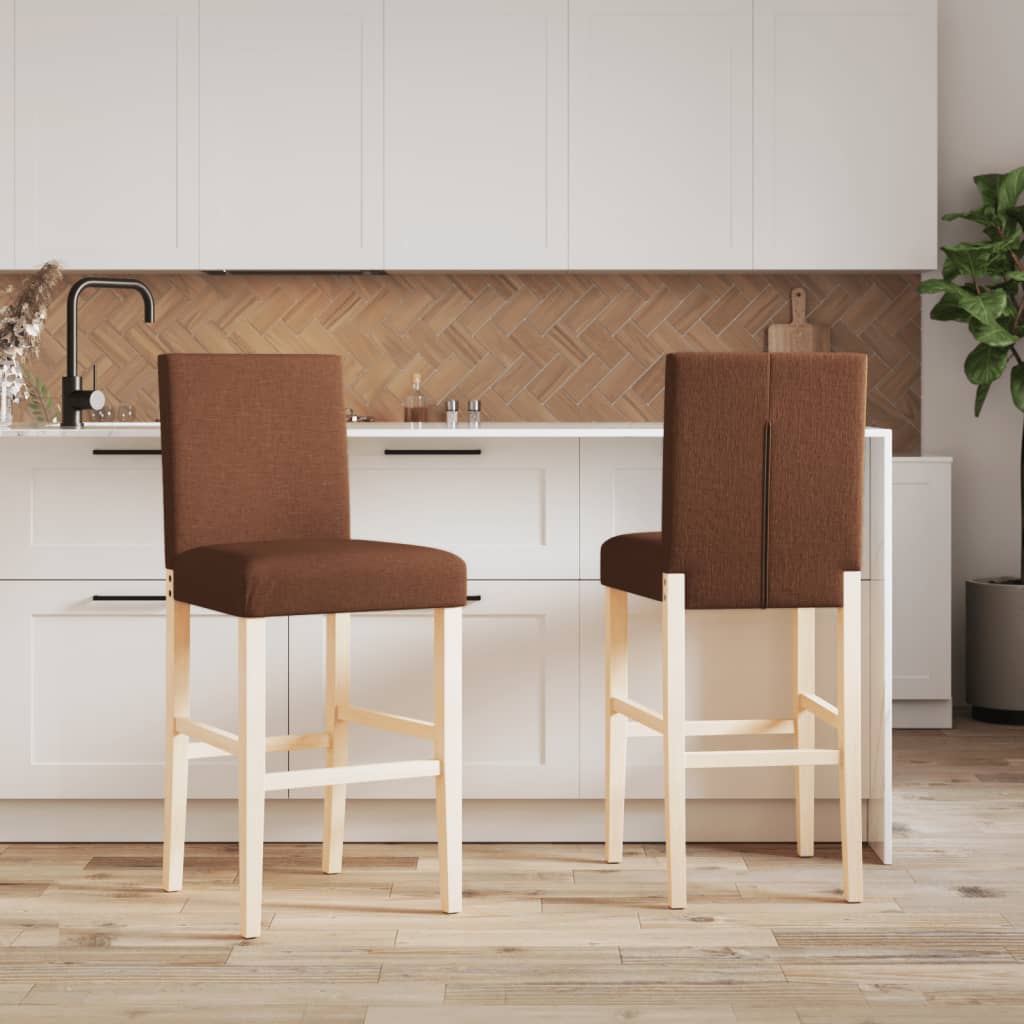 Bar Chair Brown Solid rubber wood, fabric (100% polyester), foam